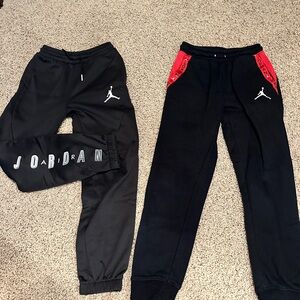 LOT of 2 Jordan Kids Black and Red Jogger Pants- size medium